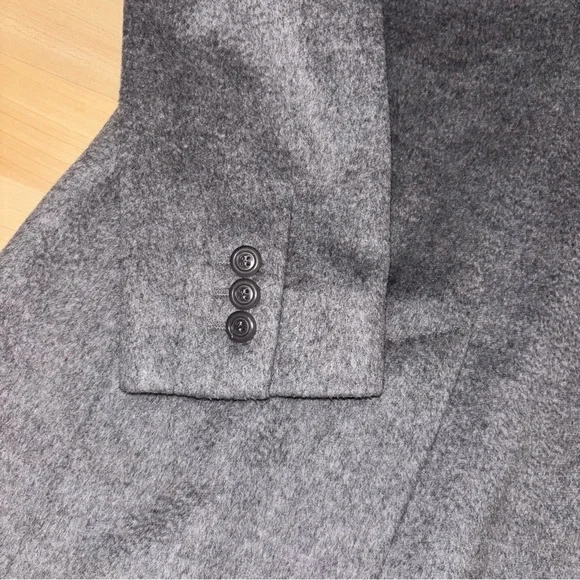 Max Mara Studio Agnese Virgin Wool FunnelNeck Grey Coat Sz 2 Designer Minimalist